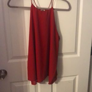 Strappy blouse. dark red.